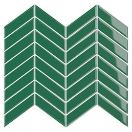 VEELIKE Green Herringbone Peel and Stick Backsplash Tile 6 Sheets Waterproof Kitchen Backsplash Tiles Peel and Stick on Green Wall Tile Sticker 12''x12'' Renter Friendly Back Splash Tiles for Bathroom