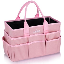 JJRING Craft Tote Bag Organizer for Art Storage, Art Tote Organization with Multiple Pockets, Art Sewing Supply Bag for Scrapbooking, Medical, and Office Supplies Storage (Pink)
