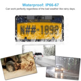 License Plate Camera,3 in 1 Car License Plate Frame Parking Rearview Reverse Backup Camera 2LED with 120 Degrees Wide Angle for Vehicles, Reduces Incidents