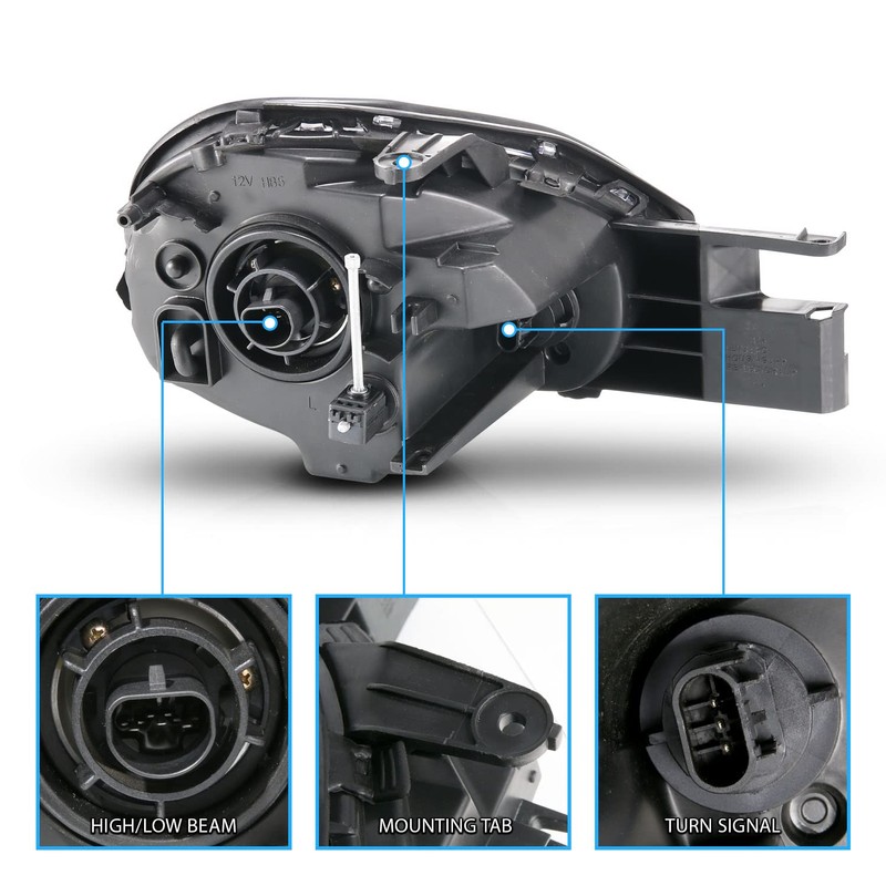 AmeriLite Black Replacement Headlights Set For 03-05 Dodge Neon -