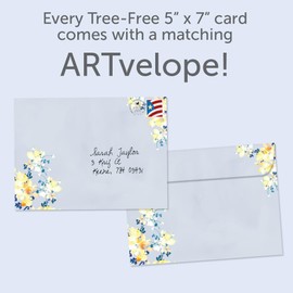 Tree-Free Greetings - Wedding Card - Artful Designs - 1 Greeting Card + Matching Envelope - Made in USA - 100% Recycled Paper - 5 x 7 - Floral Moonlight (GO69832)