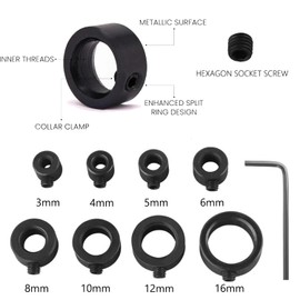 Gasea 2 Set of 8Pcs 3-16mm Drill Depth Stop Collars Limit Ring Positioner Locator Assortment for Drill Bits Consistent Drilling