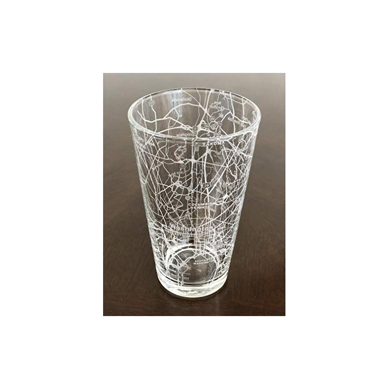 16 oz Pint Beer Glass Urban City Map Washington DC