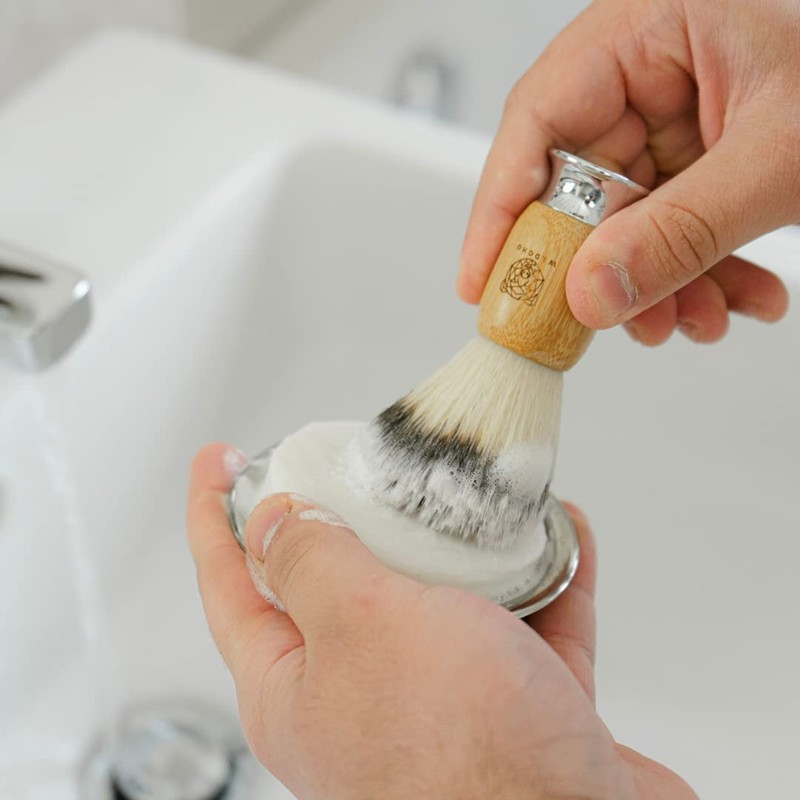 WLDOHO Vegan Shaving Brush with Bamboo Wooden Handle for Safety
