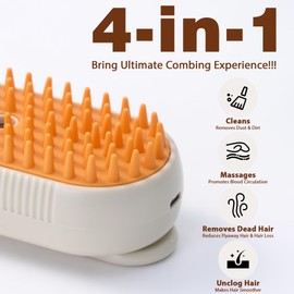 4 in 1 Cat Steam Brush for Shedding, Rechargeable Cat Brush with Steam, Anti-Static Steam Pet Brush, Massage, Cleaning, Shedding & Combing All In One! 7.9 inches
