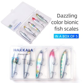 HAKKALA Minnow Crankbait 2 Hook Jerkbaits Slow Diving Bass Fishing Lure Hard Bait Sets（7g/Piece