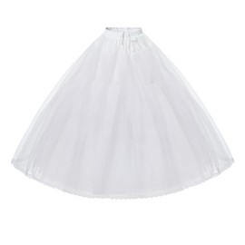WOWBRIDAL Women Hoopless Petticoats 8 Layers Tulle Crinoline Underskirt for Wedding Dress Ball Gown White