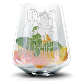 Mr. & Mrs. Panda Personalisiertes Cocktail Glas Pinguin Pärchen - Personalisierte Geschenke, Liebesgeschenk, Verlobung, Jahrestag, Liebespaar, große