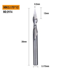 HUHAO Spiral Engraving CNC Router Bit 1/8 Inch Shank Tungsten Steel 0.2mm Tip Dia 30 Degree V Bit For Wood Plastic Pack of 5