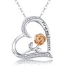 YALLNASL Flower Heart Necklace Silver Pendant for Women I Love