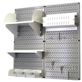 Wall Control Pegboard Hobby Craft Pegboard Organizer Storage Kit with Gray Pegboard and White Accessories