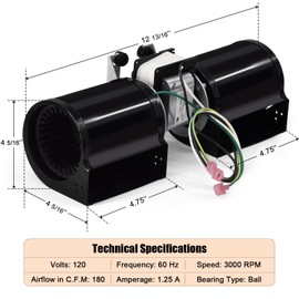 Criditpid FK23 Fireplace Blower Fan Kit for HHT, Majestic, Heatilator Fireplaces, Replacement FK23 Blower Fan Kit for Heatilator A36C and A42C Accelerator Series Wood Burning Fireplace