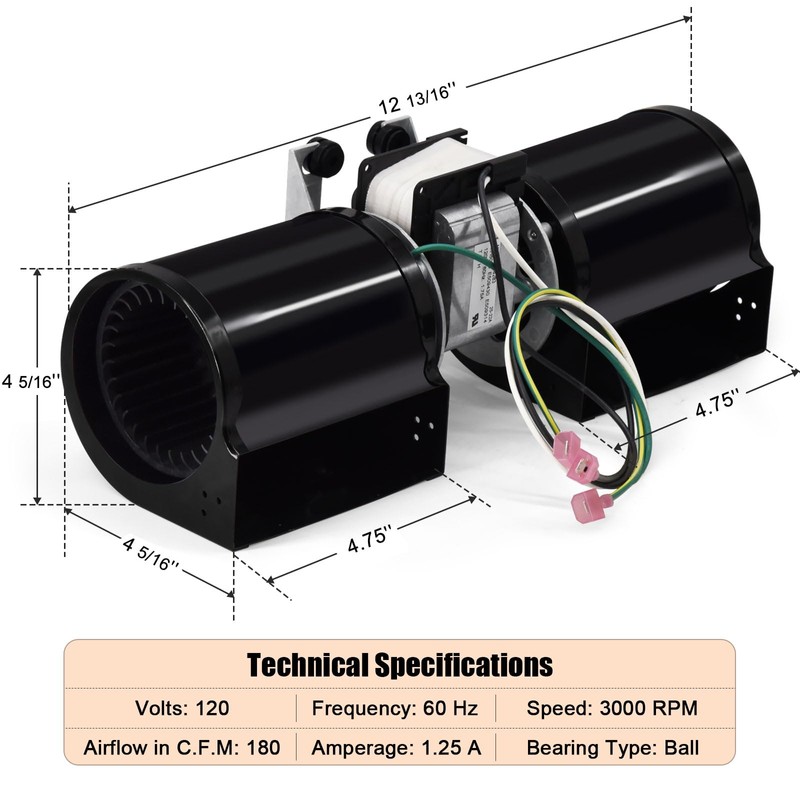Criditpid FK23 Fireplace Blower Fan Kit for HHT, Majestic, Heatilator