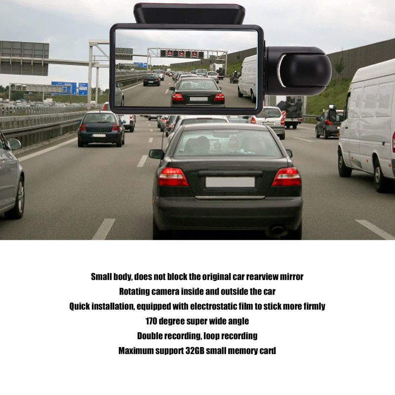 Dash CAM Full HD Dual Dashboard Car Camera, 170 Wide