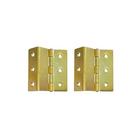 QCAA Heavy Duty 3 Fold Retro Chest Hinge, Half Surface for Chest, Cabinet, Furniture, 3" x 1.8mm, Brass Plated, Made in Taiwan, 2 Pack