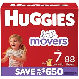 Huggies Little Movers Diapers, Size 7-41+ Pounds (88 Count)