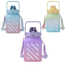 CM-TOP Botella de Agua Motivacional con Marcador de Tiempo, Capacidad de 1500 ml (1.5 Litros), Material Tritán Libre de BPA, Reutilizable con Asa, Ide