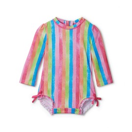 Hatley baby girls Minimal Rash Guard Set, Rainbow Stripes, 6-9 Months US