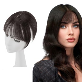 Xorim Hair Toppers for Women with Thinning Hair, Clip in Bangs, 360° Coverage 3D Wig Piece, Natural Fit, Strong Fixing Clip, Suitable for Daily Wear by Women (Brown Black)