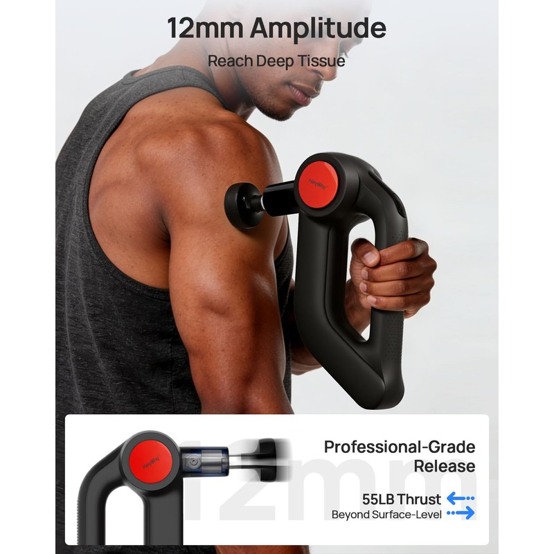 Massage Gun Deep Tissue with Heat Therapy, 12mm Amplitude Muscle