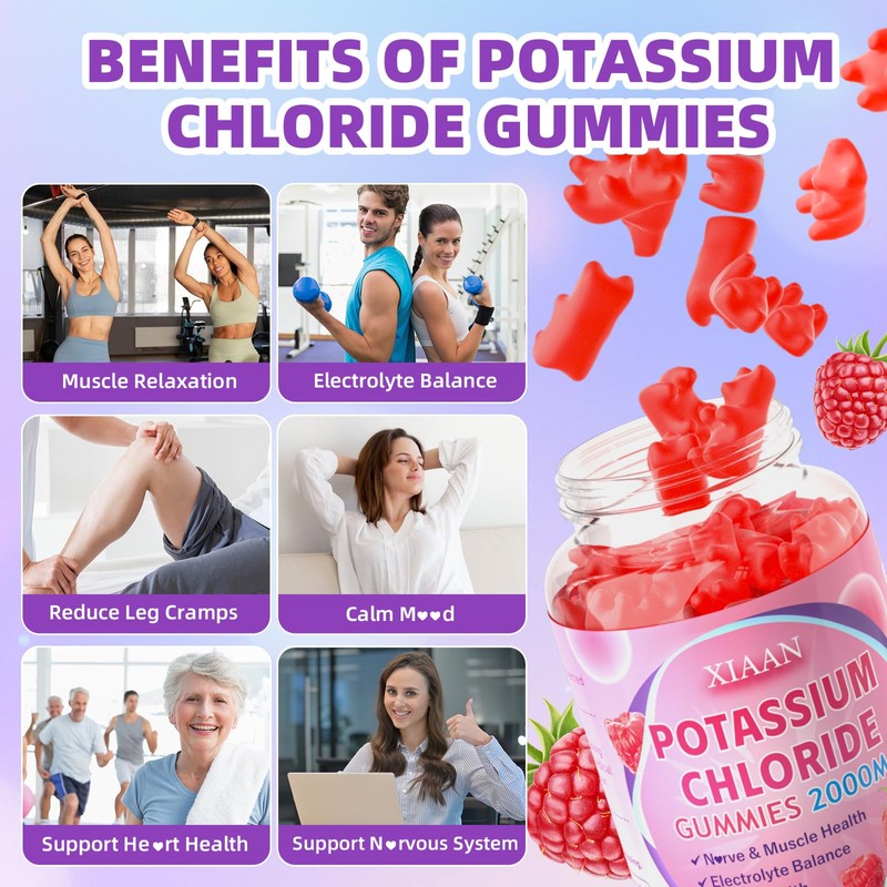 XIAAN Potassium Gummies for Women & Men, High Dose 2000mg