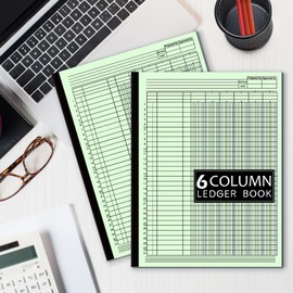 Skyygemm 4 Set Ledger Books for Bookkeeping 8.5 x 11 Inch Log Books Accounting Columnar Pad Account Record Book for Small Business and Personal Finance Organizer, White, 100 Pages/Set(6 Column)