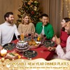 100 Pcs Happy New Year Paper Plates Oval,Black Gold,10.6"x12.6"