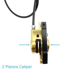 DJC Hydraulic Brake Set MTB Caliper 2 Pistons with Bike Floating Rotor Disc 160mm Left Front Right Rear Oil Brake AK950 Double Pistons (4# Golden and Rotor Pair)