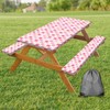 Picnic Table Cover with Bench Covers, Checkered Bownot Elastic Edges