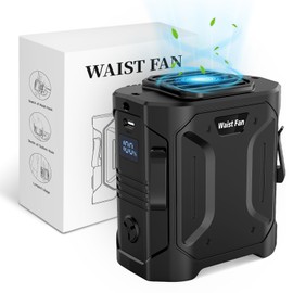JUANANIUG Portable Waist Fan Rechargable: Wearable Fan Clip on Belt and Hanging on Neck - Up to 35H Working Time and 16000 RPM