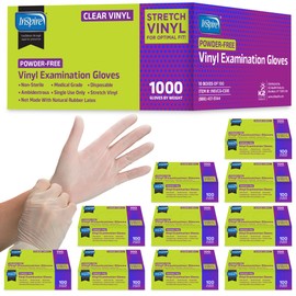 Inspire Exam Medical Gloves Clear Vinyl Gloves Disposable Gloves Cleaning Gloves Disposable Latex Free Gloves For Food Prep (1000, Extra Large)