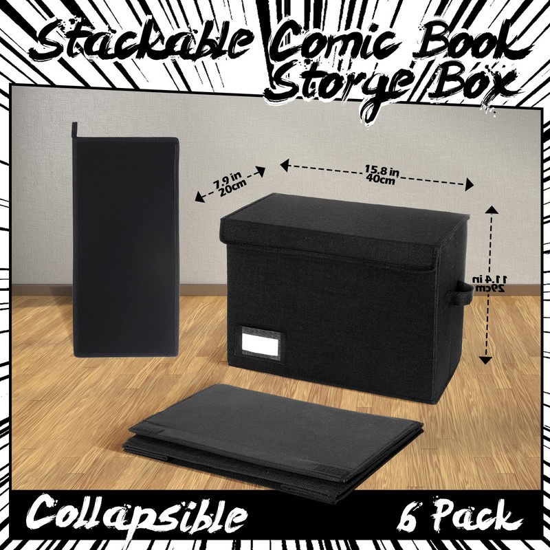 Chuangdi 6 Pcs Comic Book Storage Boxes, Collapsible Comic Short