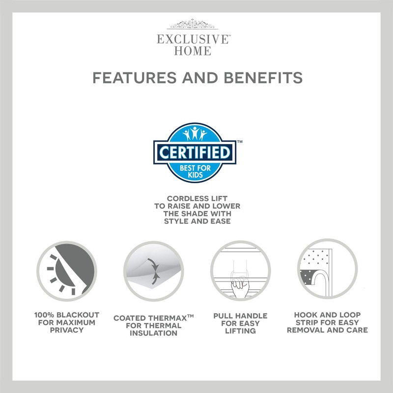 Exclusive Home Curtains Acadia 100% Blackout Polyester Roman Shade, 23"x64",