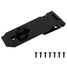 KIMIWISE Stainless Steel Hasp Latch, Heavy Duty Hardware Padlock Latch Can be Used on Gates, Bedroom Doors, Cabinets, Sheds, 4 Inch Safety Door Hasp Latch Lock Comes with Screws, Black, 1 Pack