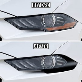 SlickMod PreCut Vinyl Smoke Tint for 2018-2021 Ford Mustang Headlight (2. Headlight Sidemarker, Gloss Black)