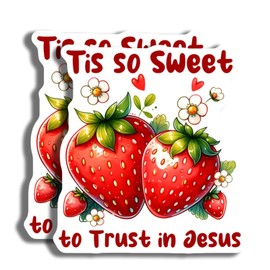 Tis So Sweet to Trust in Jesus Magnets - Cute Fridge Decor - Inspirational Fruits Magnets- 2 Pack - Made in USA - PLDFMAG3418