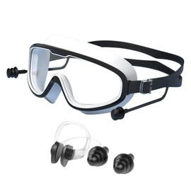 Swimming Goggles, Polarised, Anti-Fog Swimming Goggles for Adults, Men, Women, Youth, Diving Goggles, Swimming Goggles, Swimming Goggles, Swimming Goggles with Nose Clip and Earplugs