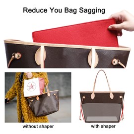 Doxo Felt Organizer Insert Handbag&Tote Purse Organizer Insert Large with Zipper Bag Fits for Speedy and Neverfull MM red Size: L