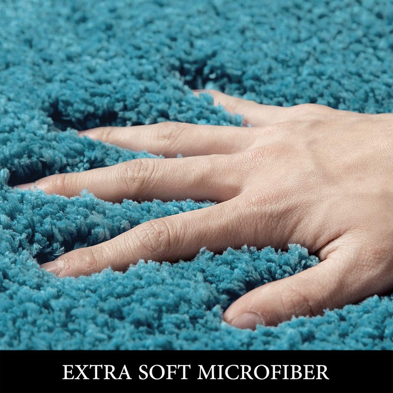 MIULEE Teal Bathroom Rugs, Soft Large Absorbent Microfiber Bath Rugs