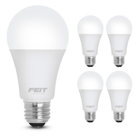 Feit Electric A19 LED Light Bulb, 60W Equivalent, Dimmable, 800 Lumens, E26 Medium Base, 5000K Daylight, CRI 90, 25,000 Hour Lifetime, UL Listed, Damp Rated, 4 Pack, OM60DM/950CA/4
