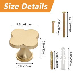 MOROBOR 6PCS Four-Leaf Clover Handle, Creative Cabinet Drawer Pulls Multifunctional Single Hole Zinc Alloy Knobs for Dresser Wardrobe Door Furniture/Gold Base and Surface