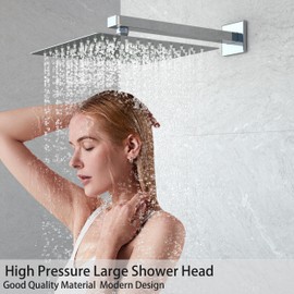 Rain Shower Faucet Set 10 Inch Shower Head High Pressure Shower System with Handheld Spray Rough-in Valve and Trim Kit for Bathroom,Chrome Polished