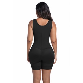 LEZSHOOU Fajas Colombianas Shapewear for Women Post Surgery Full Body Shaper Butt Lifter with Adjustable Shoulder straps, Black, Small