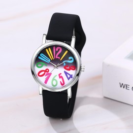Silicone Women Color Watch Waterproof: Adjustable Length Arabic Numerals Large Screen Easy Read Dial Analog Quartz Watch Ecology Band Business - Birthday Anniversary Christmas Valentine's Day Gift for