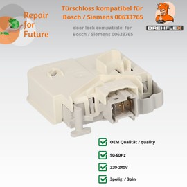 DREHFLEX - Door Lock / Lock EMZ Type 881 Compatible with 00633765 633765 for Bosch Siemens Koenic Neff Gaggenau Washing Machine