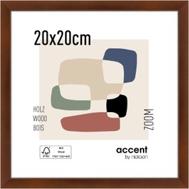 accent by nielsen 8x8 Wooden Walnut Photo Frame for Standing and Hanging in Portrait & Landscape Format Real Glass Zoom