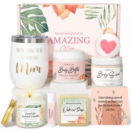 New Mom Gifts for Women, Pregnancy Gifts for Expecting Mom, new Mom Care Package After Baby, Mothers Day Mom to Be Gift Mama Must Haves with Affirmation Cards Candle for Self Care After Birth (Pink)