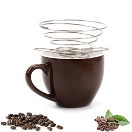 SUEIANNMN Collapsible Pour Over Coffee Dripper Filter Holder, 1-2 Cups, Folding Stainless Steel Reusable Coffee Cone Filter Portable Compact for Office Home Travel Picnic Camping Helix Style