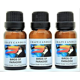Crazy Candles Birds of Paradise (Made in USA) 3 Bottles 1/2 Fl Oz Each (15ml) Premium Grade Scented Fragrance Oil (A Floral Similar to Gardenia)