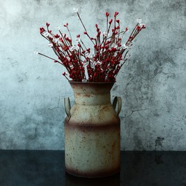 CVHOMEDECO. Galvanized Metal Milk Can, Old Rustic Primitives Jug Vase for Home and Garden Décor. Dia. 6-1/8 X 10 Inch